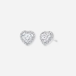 Heart Lab Grown Diamond Halo Stud Earrings
