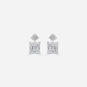 Asscher Cut Lab Grown Diamond Drop Earrings