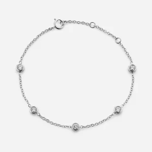 Five Round Lab Grown Diamond Bezel Chain Station Bracelet