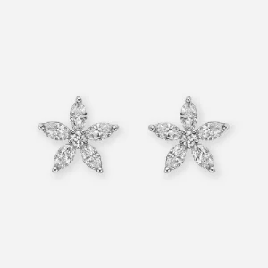 Marquise Lab Grown Diamond Flower Cluster Stud Earrings