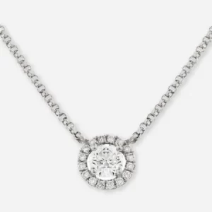 Round Cut Lab Grown Diamond Halo Pendant